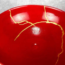 Load image into Gallery viewer, Golden Rose Raku Kintsugi Kintsukuroi Bowl