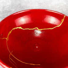 Load image into Gallery viewer, Golden Rose Raku Kintsugi Kintsukuroi Bowl