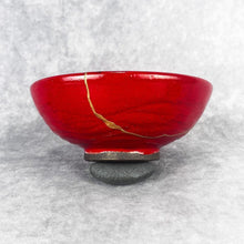 Load image into Gallery viewer, Golden Rose Raku Kintsugi Kintsukuroi Bowl