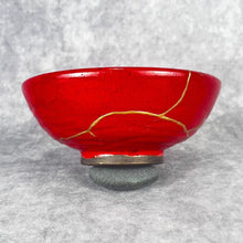 Load image into Gallery viewer, Golden Rose Raku Kintsugi Kintsukuroi Bowl