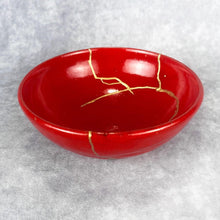 Load image into Gallery viewer, Golden Rose Raku Kintsugi Kintsukuroi Bowl