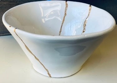 Ivory Gold Kintsugi Stoneware Bowl