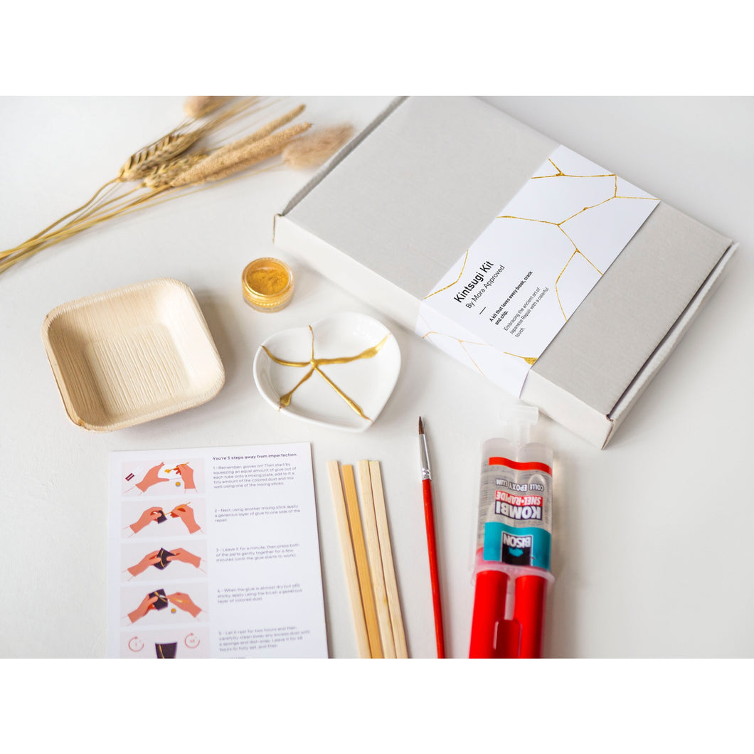 DIY Kintsugi Kit with Ceramic Heart - Gold