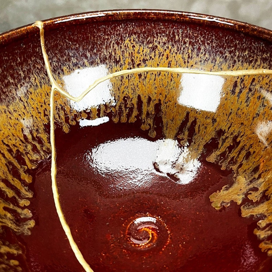 Golden Fire Kintsugi Bowl – Flawed Masterpiece