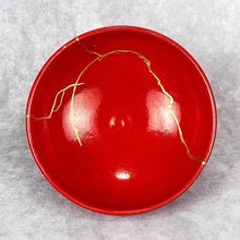 Load image into Gallery viewer, Golden Rose Raku Kintsugi Kintsukuroi Bowl
