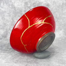 Load image into Gallery viewer, Golden Rose Raku Kintsugi Kintsukuroi Bowl
