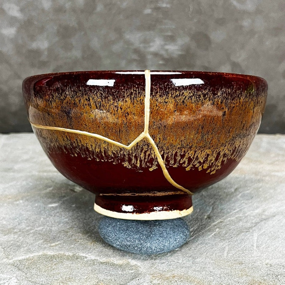 Golden Fire Kintsugi Bowl – Flawed Masterpiece